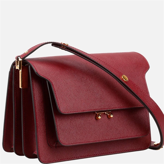 MARNI Saffiano Medium Trunk Bag, Bordeaux